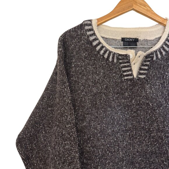 Vintage DKNY Charcoal Grey Wool Sweater, Cabincore Aesthetic Knit, Minimalist - Picture 3 of 6